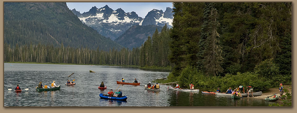 Ellensburg Ice Age Floods Institute members launch canoes and kayaks to explore Cooper Lake during a recent field trip.