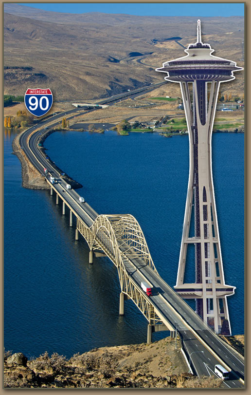 Ice Age Floods path down Columbia River course at Vantage, WA.