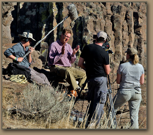 BBC film crew and Nick Zentner.