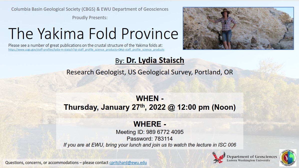 Yakima Fold Province By Usgs Geologist Dr Lydia Staisch Ice Age Floods Institute