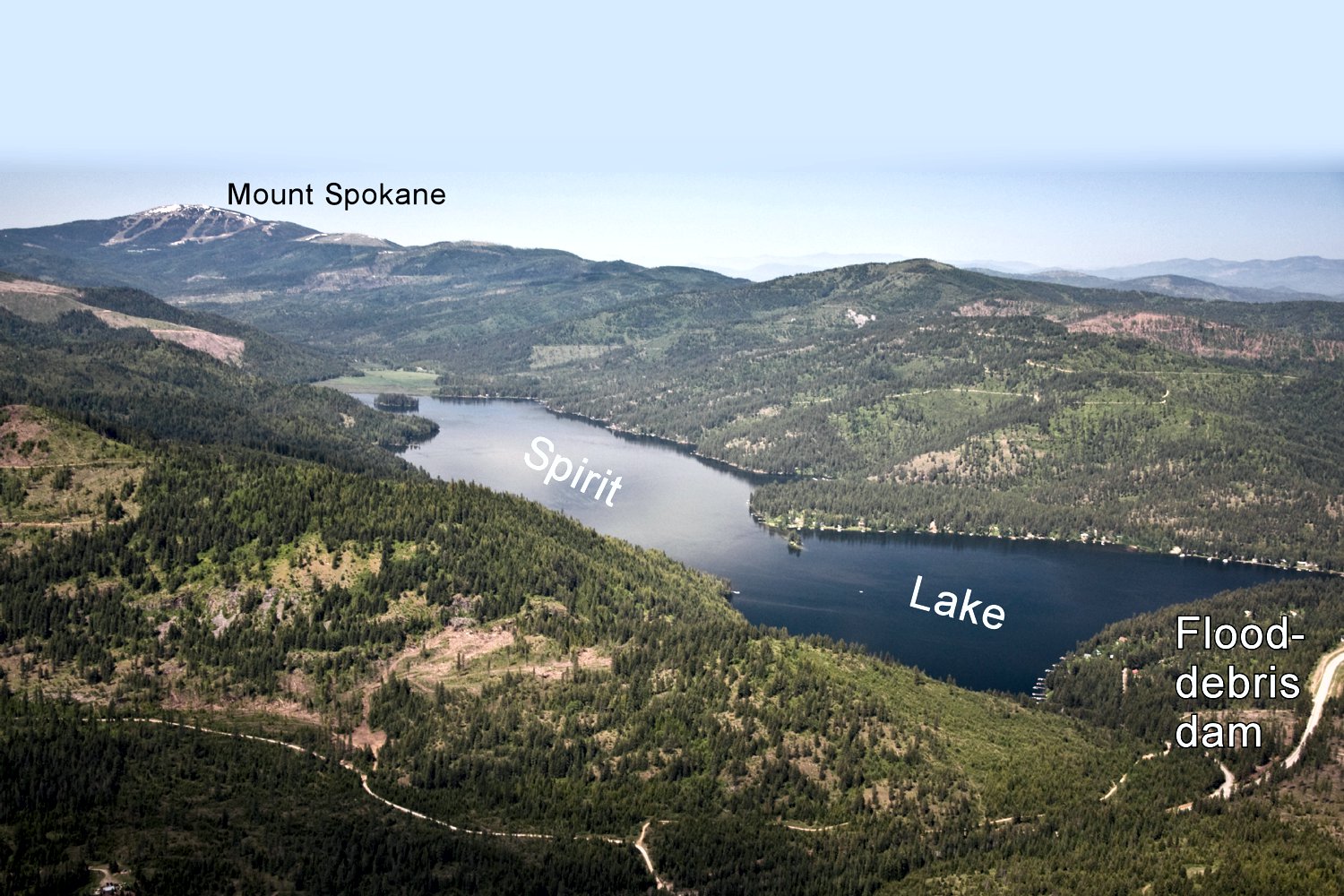 Spirit Lake dammed with Floods debris